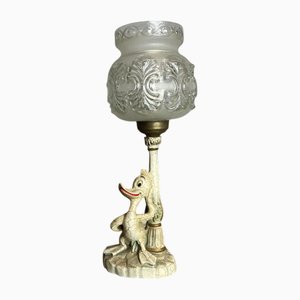 Portugiesische Donald Duck Tischlampe aus Harz & Glas, 1980er