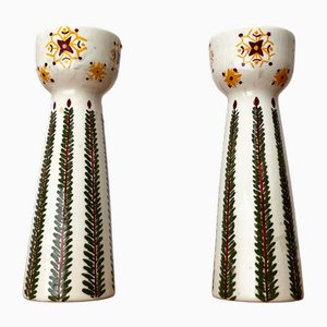 Portacandele vintage in ceramica, anni '70, set di 2