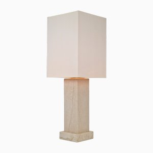 Lampada da tavolo Hollywood Regency vintage in travertino, anni '70