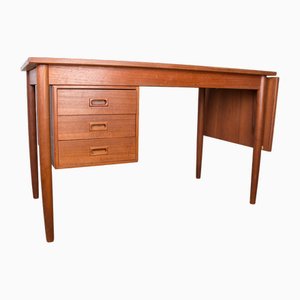 Swedish Extendable Teak Desk with Sliding Unit and Folding Extension, 1960