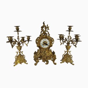 Antike Pendel Tischuhr von Japy Freres, 1855, 3er Set