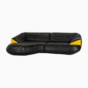 Black and Yellow Leather Corner Left Sofa from Bretz