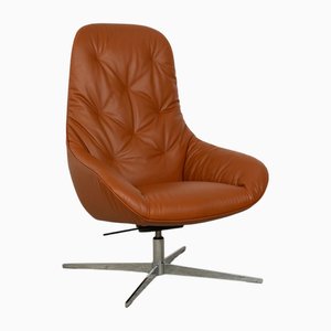 Meg Swivel Armchair in Brown Leather from Rolf Benz