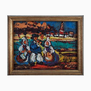 Henry Maurice d'Anty, Femmes et Musiciens Bretons, Huile sur Toile