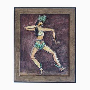 Jean Target, Cabaret Dancer, 1950, Watercolor and Charcoal