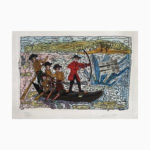 Robert Combas, La Chasse Au Canard, Etching, 1995