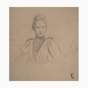Léopold Franz Kowalski, Portrait of Laura, Original Drawing