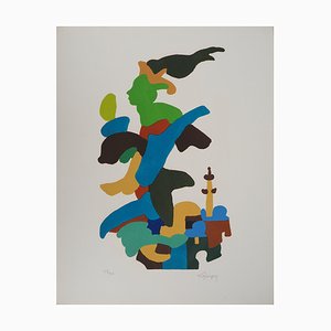 Charles Lapicque, Paso de la llama olímpica, Litografía original