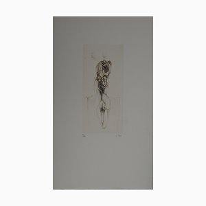 Fred Deux, Anthropomorphic Figure on Fireplace, Original Engraving