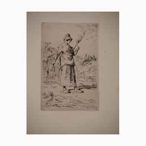 Jean-François Millet, The Peasant Woman, Original Engraving