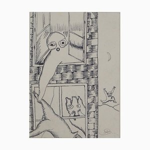 Jean-Claude Silbermann, Sneaky Signs, The Fall, Original Ink Drawing