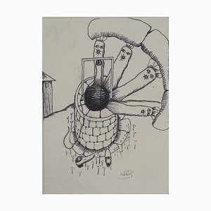 Jean-Claude Silbermann, Sneaky Signs, The Fall of the Well, Original Ink Drawing