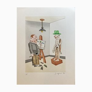 Antonio Segui, Juanito's Hat 4, 1996, Watercolor Engraving