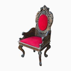 Fauteuil de Bibliothèque de Maison de Campagne Antique en Noyer