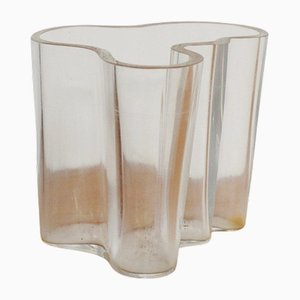 Savoy Vase in Clear Glass by Alvar Aalto for Iittala Finland, 1990s