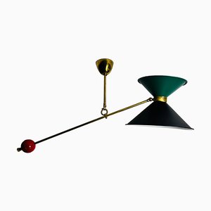 Deckenlampe aus Messing mit Gegengewicht von Pierre Guariche, 1950er
