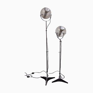 Glass Globe Floor Lamps attributed to Frank Ligtelijn for Raak, 1960s, Set of 2