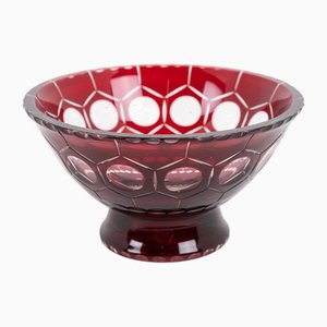 Rote schwedische Vintage Glasschale von Monica Bratt, 1950er