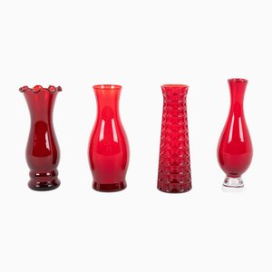 Vintage Swedish Art Glass Vases by Monica Bratt for Reijmyre, 1950s, Set of 4