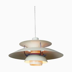 White Scandinavian Pendant Lamp PH5 attributed to Poul Henningsen for Louis Poulsen, Denmark, 1970s