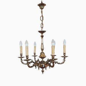 Lustre Rococo en Laiton, Début du 20ème Siècle