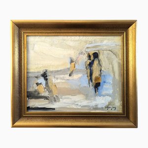 Figures in Motion, Oil Painting, Framed