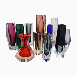 Vases Sommerso Mid-Century en Verre, Italie, 1970s, Set de 11
