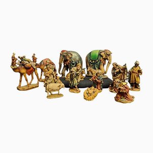 Bergland Nativity Scene Wood Carvings, 1990s, Set of 17