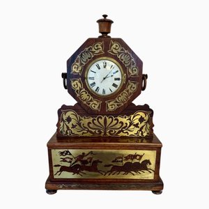Horloge de Cheminée Regency Antique en Palissandre et Laiton, 1820