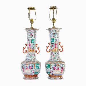 Grands Vases Lampes Cantonais, Chine, 1910, Set de 2