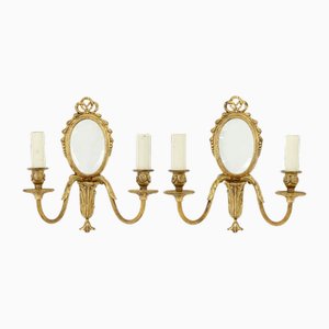 Verspiegelte Vintage Ormolu Wandlampen, 1960er, 2er Set