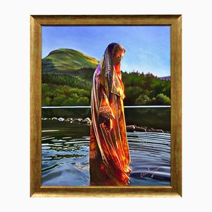 Elin Sian Blake, Making Ripples: A Tribute to Amira Patel, 2000er, Öl auf Leinwand