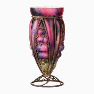 Vase Art Déco en Verre par Charles Schneider pour Le Verre Français, 1920s