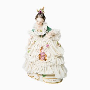 Baroque Style Porcelain Figure of Lady from Capodimonte, 1900s
