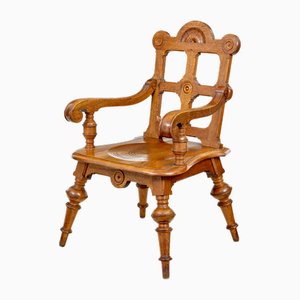 Antique Arts and Crafts Armchair in Carved Oak, 1890