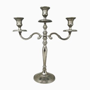 Candelabro a 3 candele fatto a mano in acciaio inossidabile, Italia, anni '50