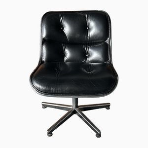 Sedia bassa in pelle nera di Pollock Knoll, 1980