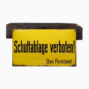 Vintage German Yellow Enamel Sign, 1900