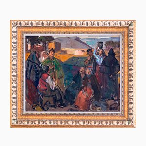 Agostinho Mello Junior, Composition Moderniste, 20ème Siècle, Huile sur Toile