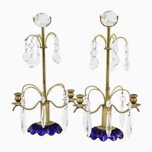 Dekorative Vintage Kerzenständer aus geschliffenem Glas, 1960, 2er Set