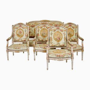 Suite de Salon Antique Louis Philippe Tapestry Doré, 1830, Set de 5