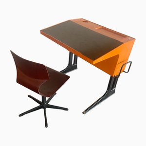Bureau Space Age Vintage Orange par Luigi Colani pour Flötotto, Set de 2