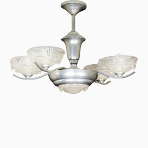 20th Century Art Deco Frosted Glass Chandelier