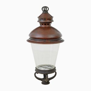 Large Antique French Copper and Glass Street Lantern, 1880