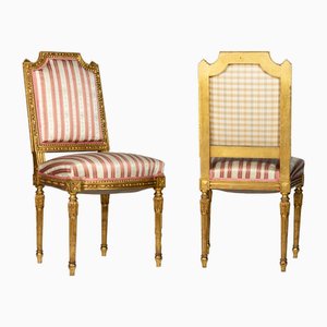 Fauteuils Louis XVI en Bois Doré, France, 1890s, Set de 2