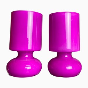 Modern Pink Fuchsia Glass Table Lamps from Ikea, 2000s, Set of 2