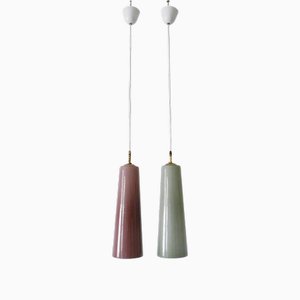 Mid-Century Modern Murano Glas Hängelampen von Vistosi, 1950er, 2er Set