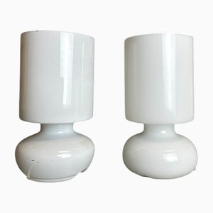 Lampade da tavolo moderne in vetro opalino bianco di Ikea, set di 2