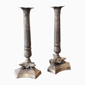 Versilberte Kerzenständer, 1970er, 2er Set