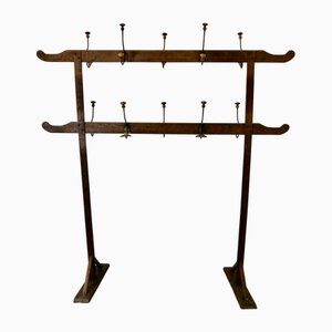 Arts & Crafts French Double Sided Golden Pine Clothes Rail, 1890s